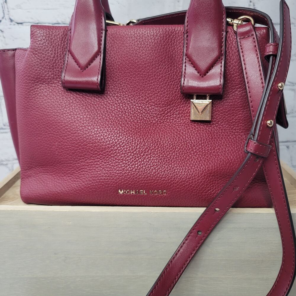 Michael Kors- Leather Satchel Crossbody- Burgundy in color- Small in size - Picture 2 of 10